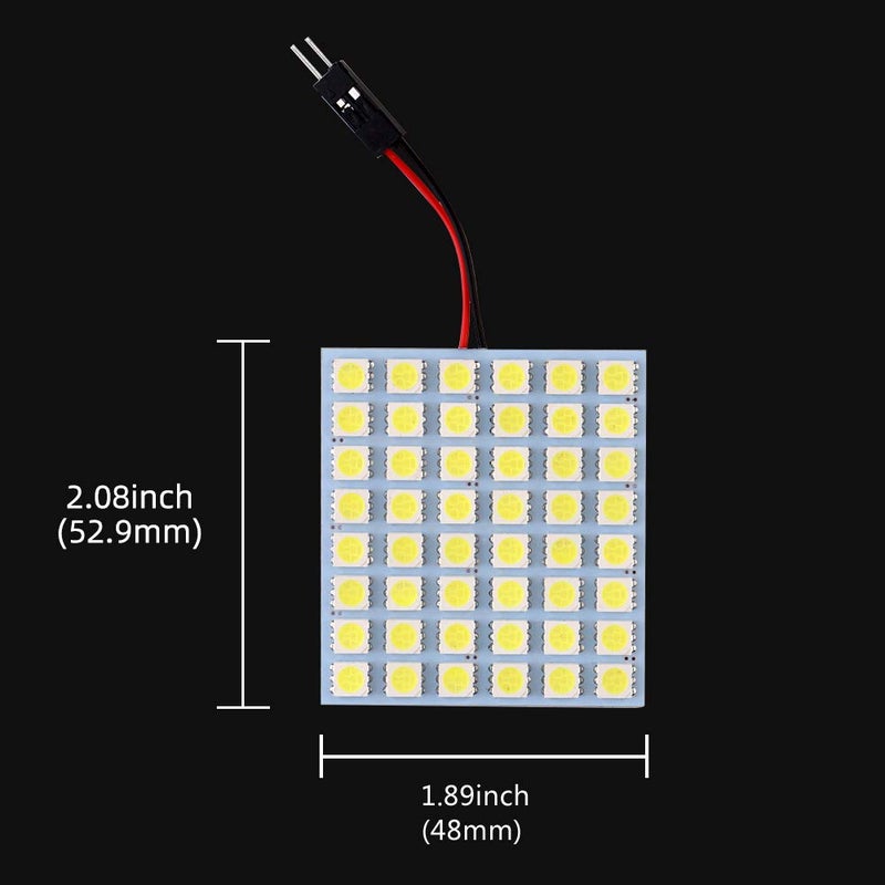 GLL Super White 5050 48-SMD LED Panel Dome Lamp Auto Car Interior Reading Plate Light Roof Ceiling Interior Wired Lamp + T10 BA9S Festoon Adapter-10PCS - Image 3